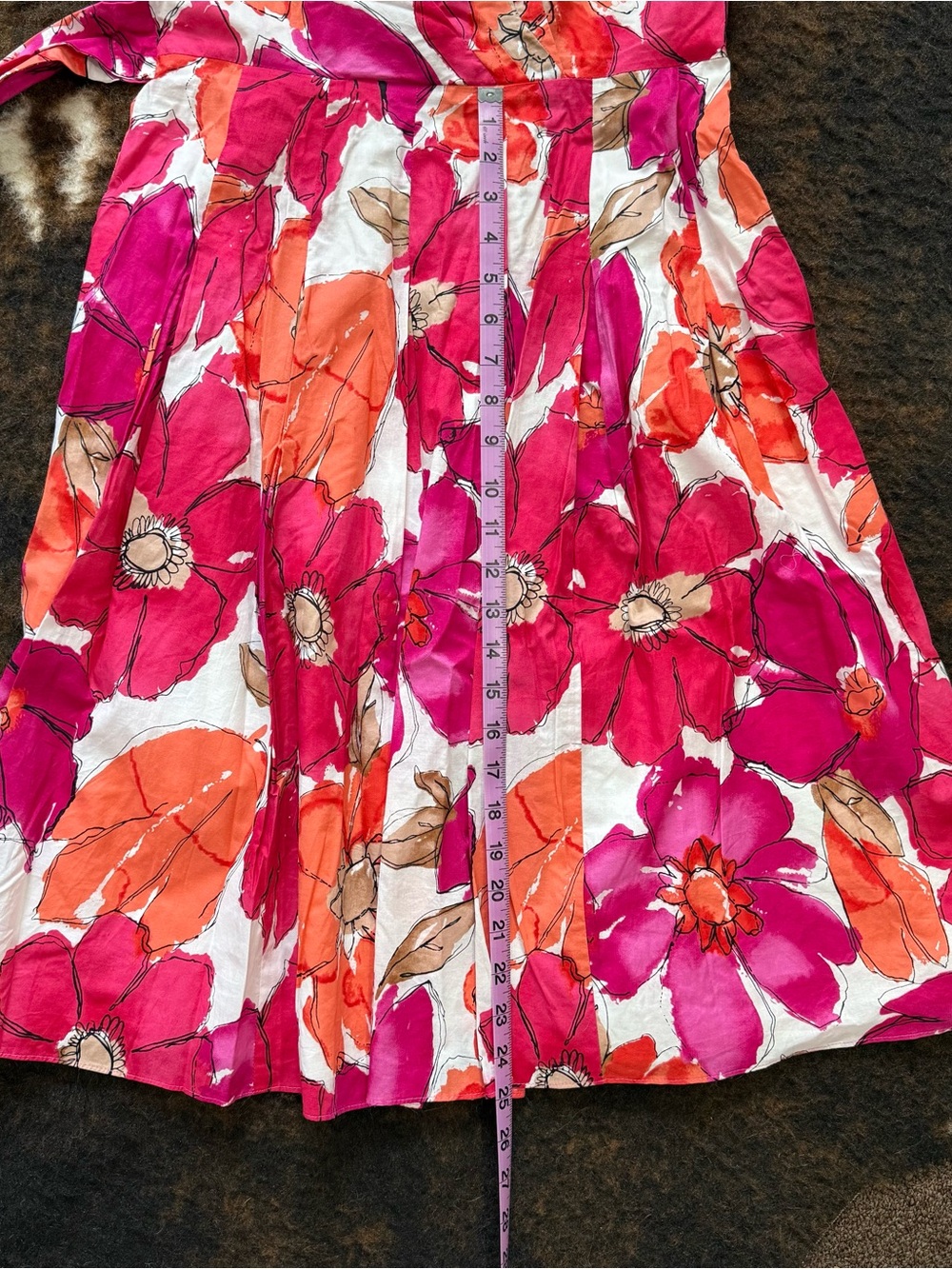 Kasper Floral Halter Dress in Fuchsia and Orange 100% Cotton - Picture 8 of 9